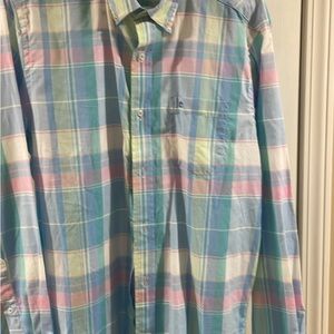 Southern Tide Blue and Pink Casual Button Down Shirt